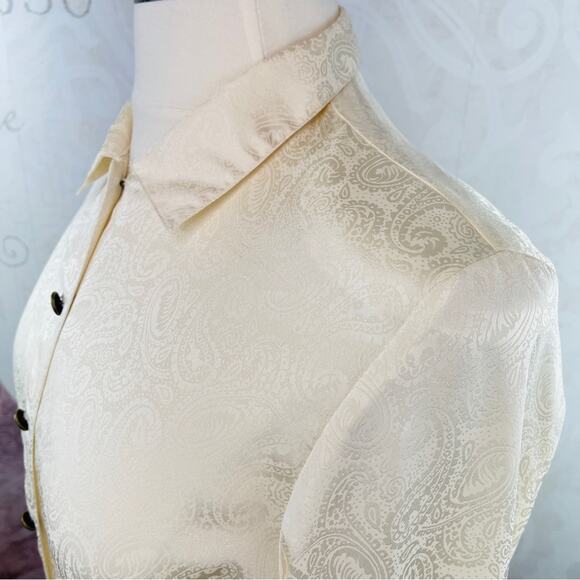 Leslie Fay Petite Sportswear Vintage cream blouse ornate pattern Size 14 PETITE - Picture 6 of 13